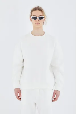 Produktbild von Basic Sweatshirt Oversize Fit Pullover Uni S Weiß