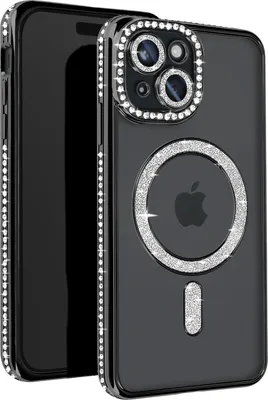 Produktbild von Avizar, Diamant-Hülle für iPhone 15 – MagSafe-Schutz mit Strass-Rand, Schwarz