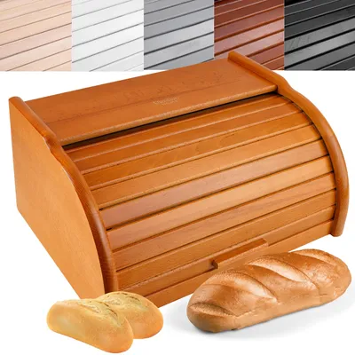 Obrázek produktu pro Creative Home Olšy Dřevěný Chlebník | 38 x 28,5 x 17,5 cm | Ideální Chlebník na Chléb, Rohlíky a Koláče | Chlebník s Víkem na Rohlíky | Přírodní Chlebník | Nádoba na Chléb do Každé Kuchyně