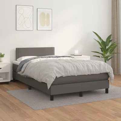 Image de vidaXL Lit Boxspring avec matelas Gris 120x200 cm Similicuir