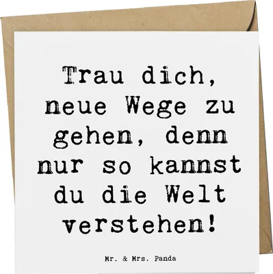 Produktbild von Mr. & Mrs. Panda Glückwunschkarte Spruch Unbekannte Orte erkunden - Weiß - Geschenk, Entdeckungsfreude, Klappkarte, Inspiration für Entdecker, Vertrauem, Trau dich, Trost