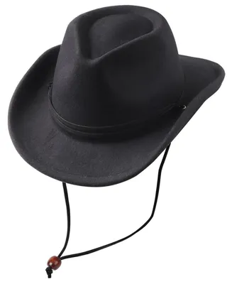 Immagine prodotto di Cappello da cowboy, stile Fedora, per bambini e bambine, western con fibbia e cintura, stile Panama, retrò, taglie 3-8 anni, colore nero