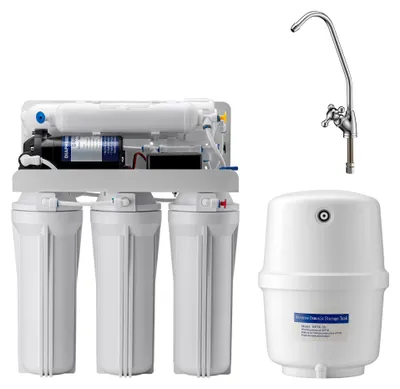 Produktbild von Naturewater 5 Stufen Umkehrosmose 180 L/Tag mit Druckerhöhungspumpe und manuellem Ventil, RO Omsoseanlage für sauberes Trinkwasser