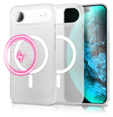 Produktbild von MagSafe Hülle "Thinix Glow" für Apple iPhone 17 Air - 0,3mm Extrem Dünn, Leucht Magnet Ring, Frosted Look, Ultra Slim Case -  Neon Weiß Transparent