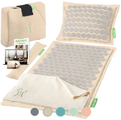 Produktbild von BACKLAxx® Akupressur-Set Akupressurmatte Massagematte & Kissen Nadelmatte Akupunktur beige