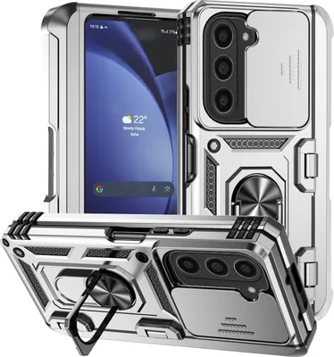 Obrázek produktu pro Hybridní pouzdro na Samsung Galaxy Z Fold 6 s prstencovým stojánkem, krytem na pant a posuvným krytem fotoaparátu Stříbro