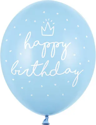 Produktbild von PartyDeco SB14P-244-011-6, Spielzeugballon, Latex, Blau, Geburtstag, Oval, 30 cm