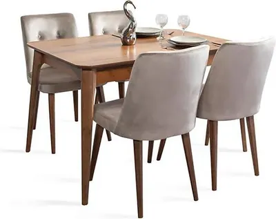 Produktbild von Esszimmergruppe Esstisch Ausziehbar mit 4x Stühle Gepolstert Esszimmer