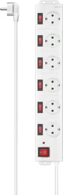 Zdjęcie produktu dla Gniazdo wielokrotne Hama 6+1 XL indywidualnie przełączane Biały