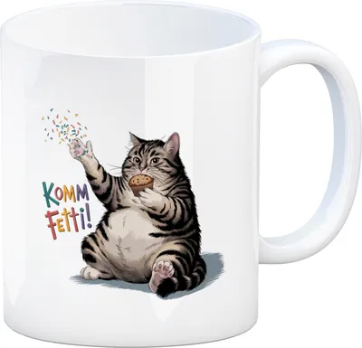 Produktbild von Pummelige Katze Kaffeebecher - Komm Fetti
