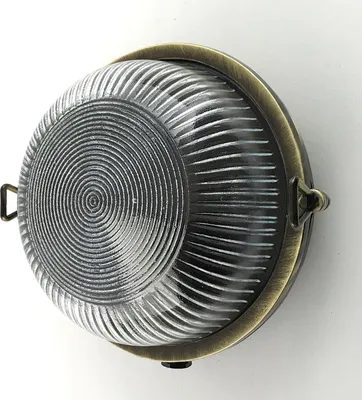 Immagine prodotto di Applique da esterno in vero vetro di ottone Ø 17,5 cm rotondo IP64 in ottone antico E27 luce da cantina marittima