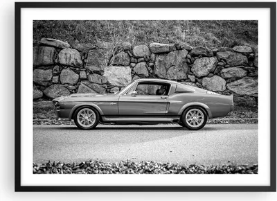 Produktbild von Gerahmtes Poster - Schwarzer Rahmen - Auto Ford Mustang - 70x50 cm - Wand Bild - Wanddeko - Wandbilder - Kunstposter - Wandposter - Bilderrahmen - Bilder - Kunstdruck - P2BAA70x50-5011