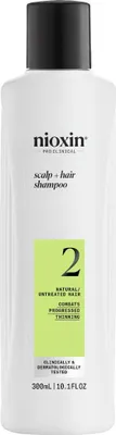 Immagine prodotto di Nioxin Scalp + Hair System 2 Shampoo di pulizia profonda per capelli non trattati e visibilmente diradati con Biotina, Caffeina e Niacinamide 300ml