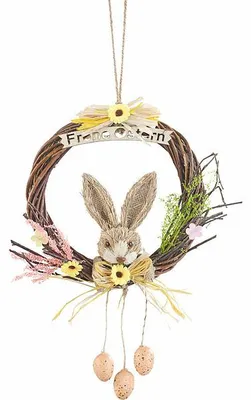Image de Couronne de Pâques décorative avec lapin - Ø 20 cm