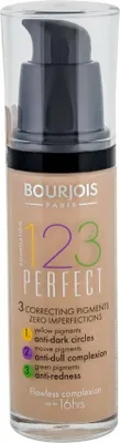 Obrázok produktu pre Bourjois 123 Perfect, Flakón s pumpičkou, Tekuté, Zmiešaná pleť, Béžová, Light Beige, Prírodný