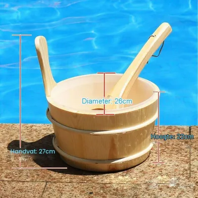 Productafbeelding van Houten pollepel sauna emmer - Set - 4 liter - Hout
