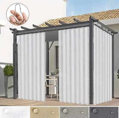 Immagine prodotto di Gancio impermeabile dell'occhiello della tenda all'aperto, tenda all'aperto della tenda della terrazza protezione solare schermo di riservatezza del balcone del padiglione del giardino, B140xH241cm bianco
