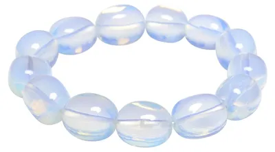 Produktbild von Armband aus Opalit - Mondstein Nuggets dehnbar Armschmuck Armreif Damen