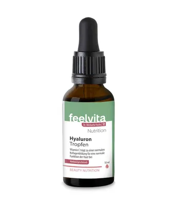 Produktbild von Genius Feelvita Nutrition Hyaluron Tropfen - Flüssige Hyaluronsäure mit Vitamin C für die Haut und normale Kollagenbildung, Germany - 50 ml