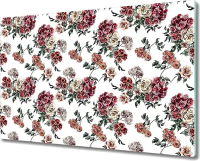Produktbild von Glas-Herdabdeckplatte Glaskeramikkochfeld-Abdeckung Spritzschutz - 80x52 cm - Blumenstrauß Rosen