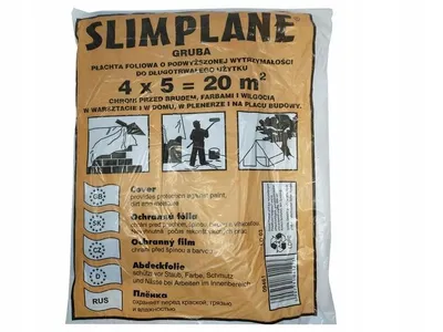 Zdjęcie produktu dla Folia malarska ochronna zabezpieczająca remont 4x5m Slimplane Pomarańczowa