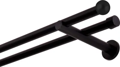 Zdjęcie produktu dla Karnisz 540 cm 2-kurtynowy czarny matowy stabilny karnisz 19 mm z kulką łatwy montaż na ścianie