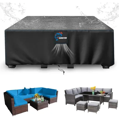 Zdjęcie produktu dla SIRUITON Pokrowiec na meble ogrodowe 280x205x106cm - Wodoodporny, wiatroszczelny, odporny na promieniowanie UV, wytrzymały materiał Oxford 420D