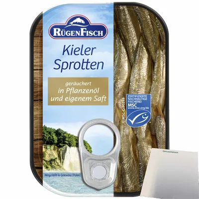 Produktbild von Rügenfisch Kieler Sprotten (106g Dose) + usy Block