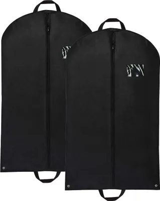 Produktbild von 2x Kleidersack, Anzug Kleiderhülle, 120 cm, schwarz, für Anzüge, Kleider, Mäntel, Lagerung & Reise, mottensicher, faltbar, waschbar [127]
