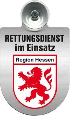 Produktbild von Einsatzschild Windschutzscheibe incl. Saugnapf - Rettungsdienst im Einsatz - incl. Wappen nach Wahl - 309354 Color - Region Hessen