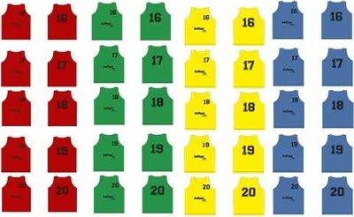 Produktbild von Set 5 Softee-Trainingswesten, nummeriert von 16 bis 20 Azul JUNIOR