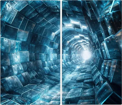 Produktbild von Spritzschutz Herdabdeckplatte Schneidebrett aus Glas Futuristischer Tunnel 2-Teilig (60x52cm)