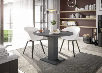 Zdjęcie produktu dla Säulen-Esstisch >Tap< (ausziehbar bis 130cm) in graphit - 90/130x76x90cm (BxHxT)