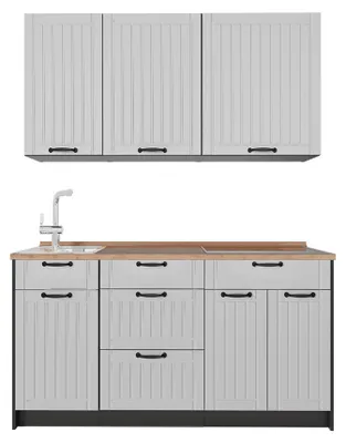Immagine prodotto di Cucina monoblocco Vicco Fame-Line Bianco rustico/Antracite 150 cm, PL Rovere, Model 64772