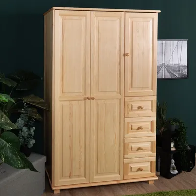 Produktbild von Kleiderschrank Holz natur 018 - Abmessung 190 x 133 x 60 cm (H x B x T)