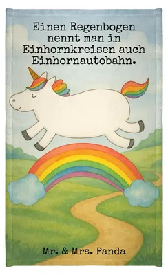 Produktbild von Mr. & Mrs. Panda Handtuch Einhorn Regenbogen Design - Weiß - Geschenk, Frotteetuch, Gästetuch, Unicorn, Erwachsenwerden, Glitzer, Mini-Handtuch, Einhornpower, Klein