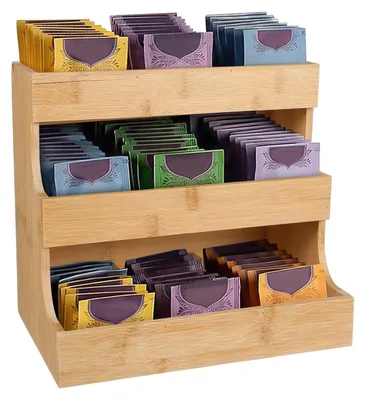 Produktbild von Bambus Theekiste 3-fach - Teebeutel Organizer - Stapelbare Aufbewahrung