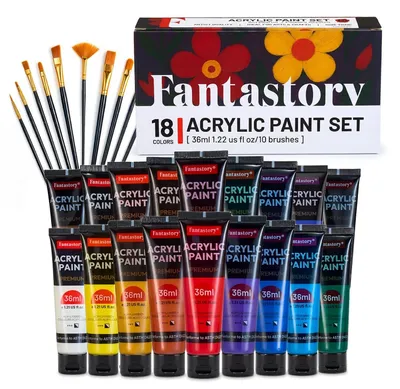 Zdjęcie produktu dla Zestaw farb akrylowych w tubkach, zawierający 18 tubek po 35 ml