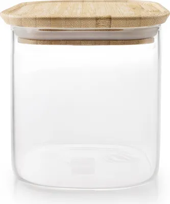 Produktbild von Ibili-Borosilikat-Frischhaltedose, Borosilikatglas/Bambus, 11x11x11 cm, 0,8 l, transparent/braun