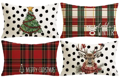 Kissenbezüge 40x60 cm, Weihnachtsmotiv, 4er-Set