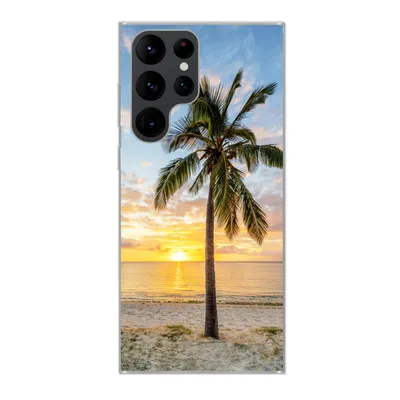 Produktbild von MuchoWow® Handyhülle Schutzhülle Hülle für Samsung Galaxy S22 Ultra Strand - Palme - Sonnenuntergang Silikon Softcase Handy Hülle - Abbildung