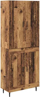 Productafbeelding van Hoge kast 2 pcs Oud Hout Geengineerd Hout en Glas