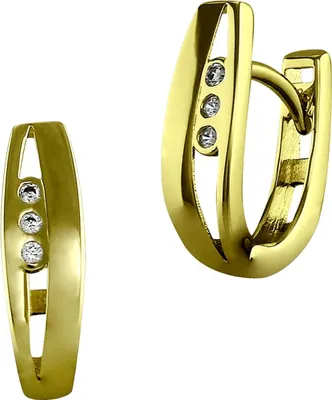 Image de GoldDream Boucles d'oreilles Femme Rectangle Créoles Zirconium VRAI 333 Or Jaune bijoux de marque de haute qualité idéal comme idée de cadeau pour anniversaire mariage D2GDO537WY