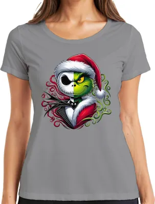 Produktbild von Nightmare before Christmas Grinch Skelett - Weihnachten Christmas Xmas Damen T-Shirt, Grau, XL