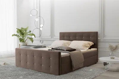 Produktbild von Boxspringbett Schlafzimmerbett MAURO 140x200cm Stoff Soro Braun inkl.Bettkasten