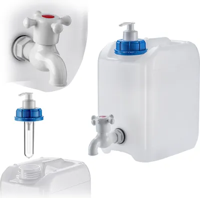 Produktbild von KADAX Wasserkanister, Waschbeckenbehälter, Seifenblasenspender, Seifenflüssigkeiten, 5 l, mit Wasserhahn