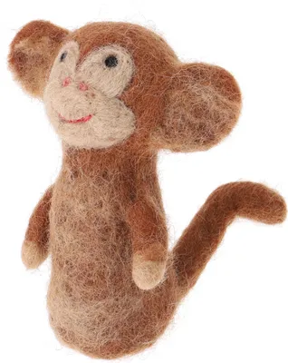 Produktbild von Handgemachte Fingerpuppe aus Filz - Affe, Braun, Wolle, 9*4*3 cm, Deko aus Filz