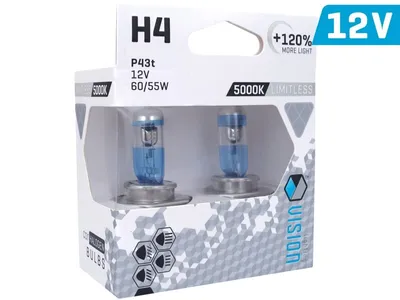 Image de VISION limitless white H4 bulbs 12V 60/55W P43t U E4 +120%, 2 pcs.