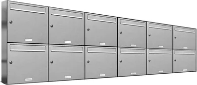 Produktbild von 12er Edelstahl Briefkasten Anlage 12 Fach Wandbriefkasten Postkasten