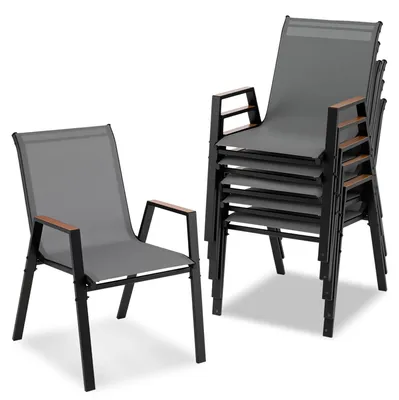 Image de FANTASK : Ensemble de 2 chaises de jardin empilables, dimensions 56 x 66 x 88 cm, chaises de balcon avec accoudoirs